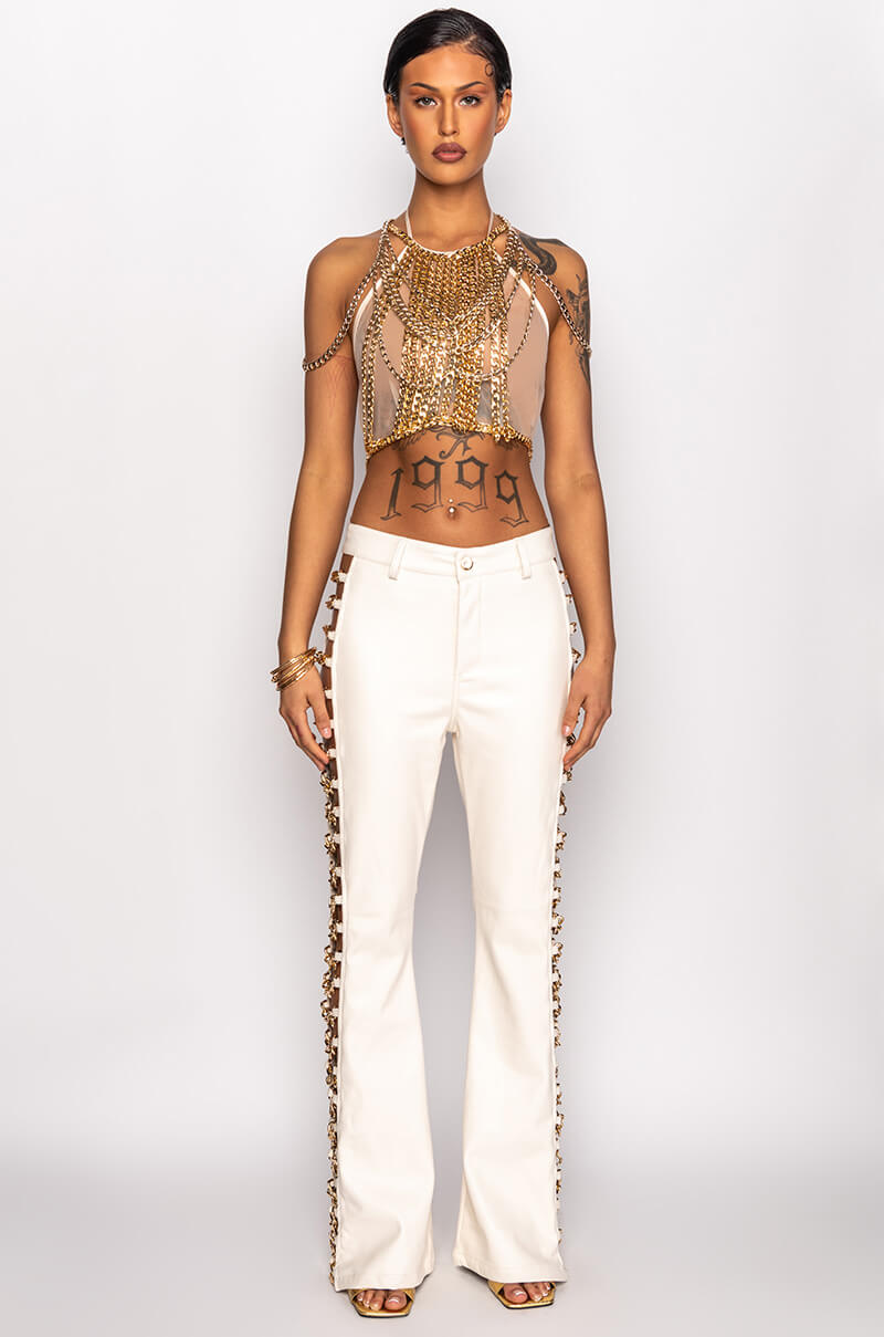 AMMO X AKIRA FAUX LEATHER SIDE CHAIN PANT