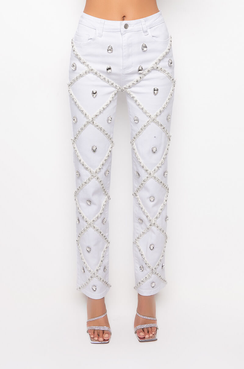 AMMO X AKIRA ALEXA PREMIUM RHINESTONE STRAIGHT JEANS
