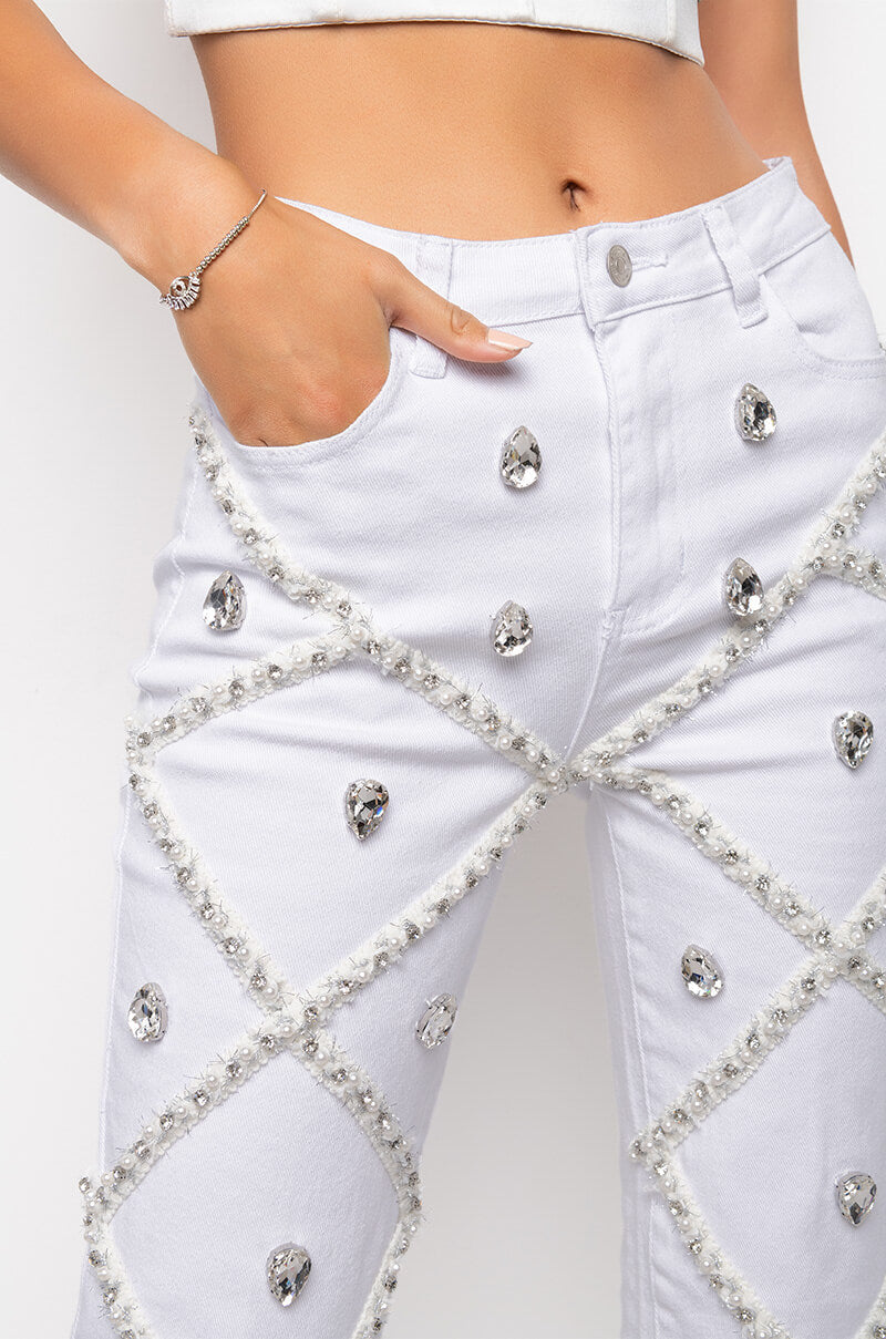 AMMO X AKIRA ALEXA PREMIUM RHINESTONE STRAIGHT JEANS