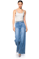 ANGEL VIBES RHINESTONE MESH TANK IN SILVER