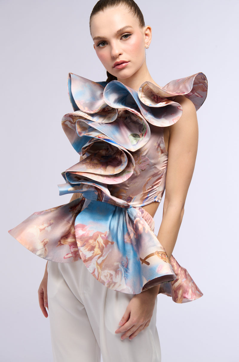 ANGEL WAYS SILKY SLEEVELESS PEPLUM BLOUSE