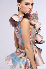 ANGEL WAYS SILKY SLEEVELESS PEPLUM BLOUSE