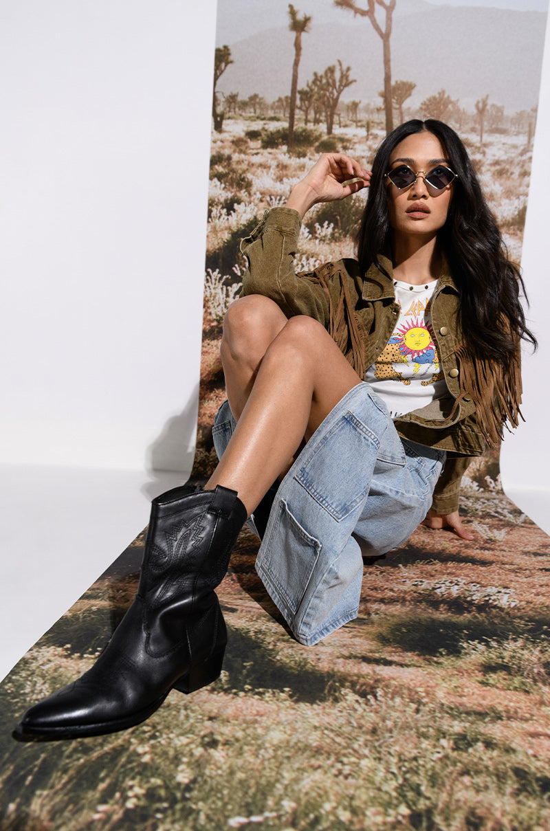 ANGELICA DENIM MIDI OPEN SLIT SKIRT