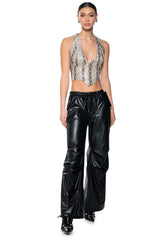 ANIMAL INSTICT HALTER NECK CORSET TOP