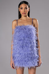 ANYTHING AND EVERYTHING STRAPLESS FEATHER MINI DRESS