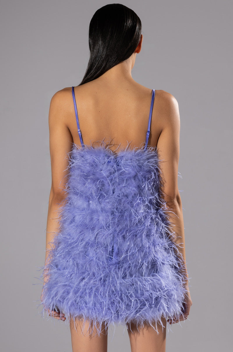 ANYTHING AND EVERYTHING STRAPLESS FEATHER MINI DRESS