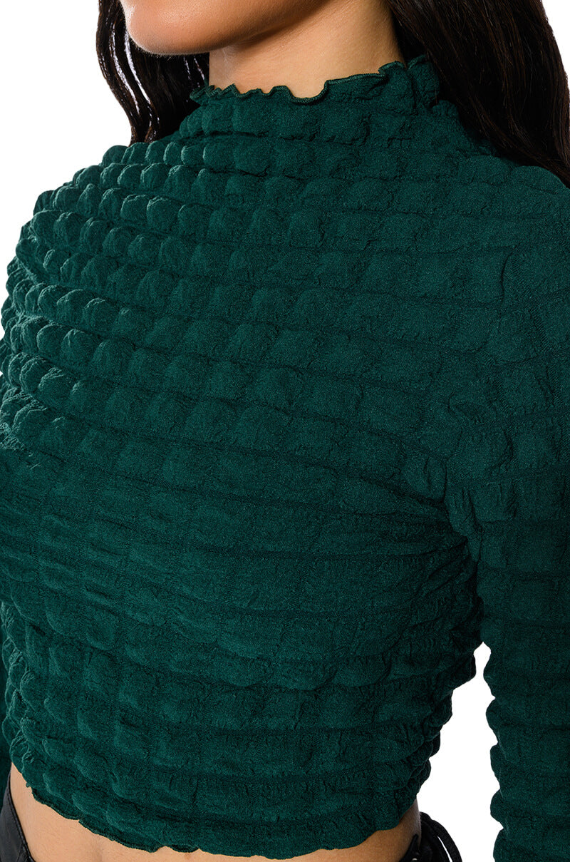 ANYTHING BUT BASIC TEXTURED LONG SLEEVE TOP