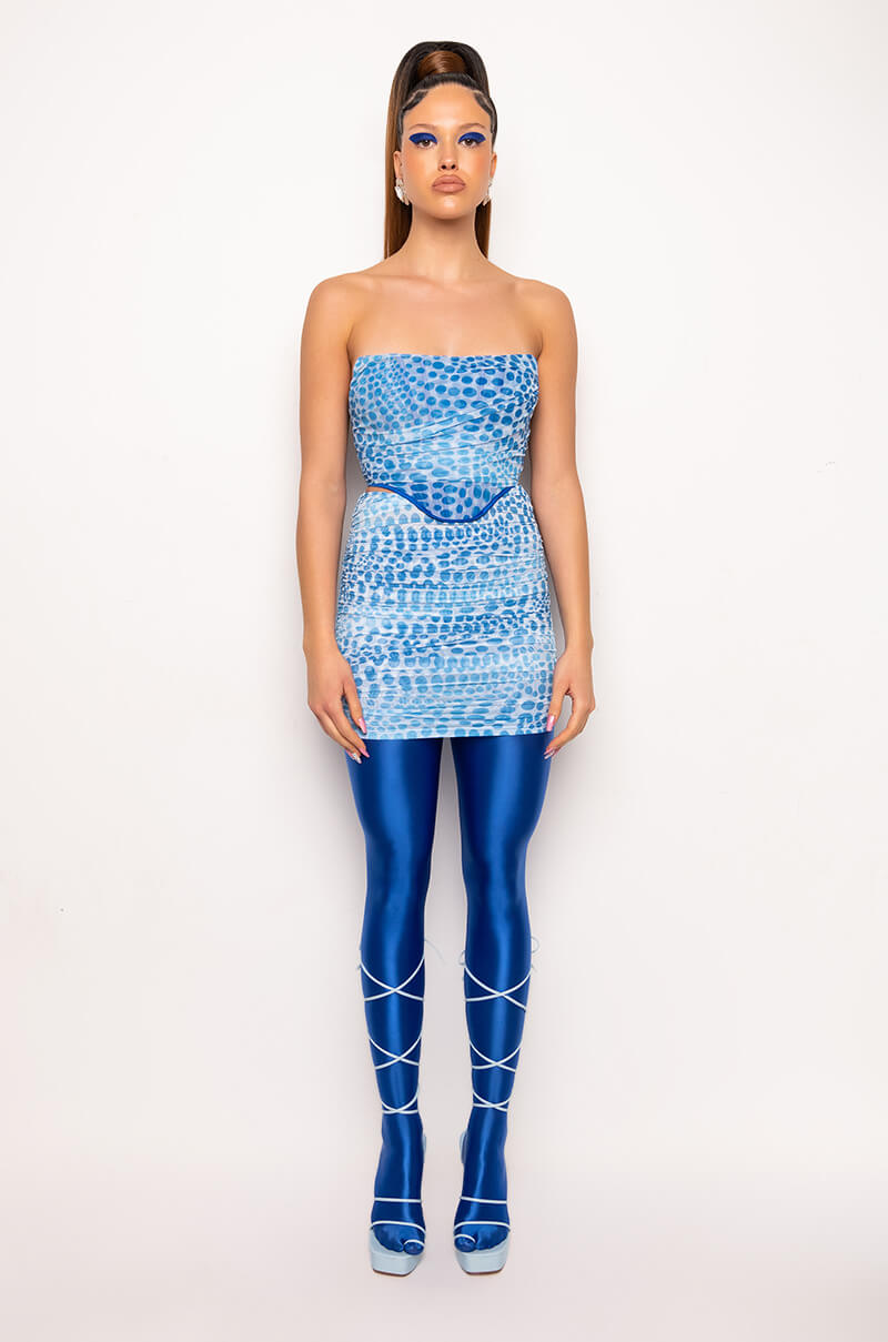 APOLLO RUCHED MESH MINI SKIRT