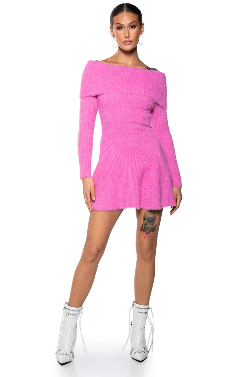 ARI OFF THE SHOULDER KNIT MINI DRESS