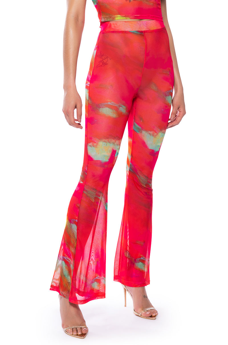 ARI PRINTED MESH FLARE LEGGING
