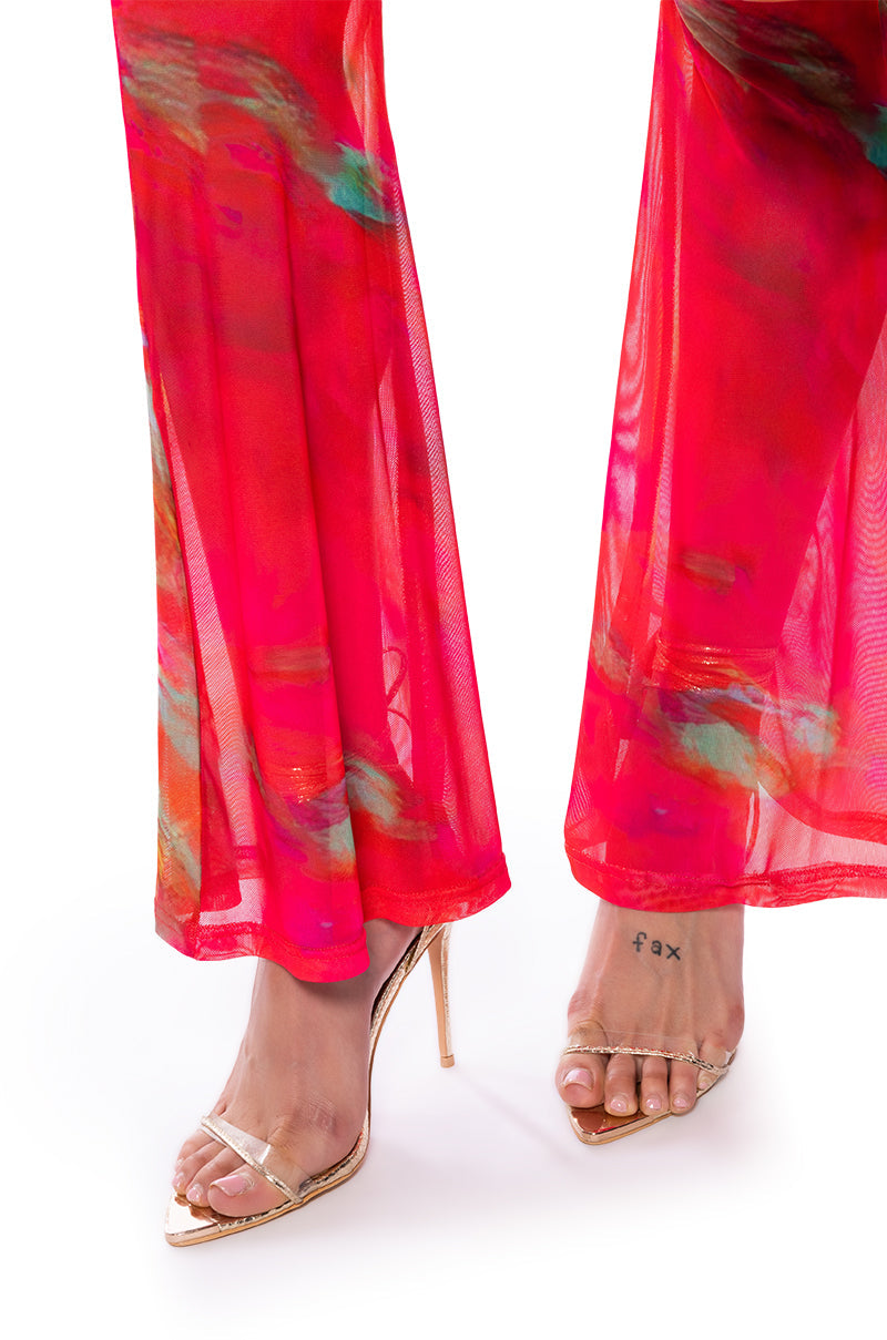 ARI PRINTED MESH FLARE LEGGING