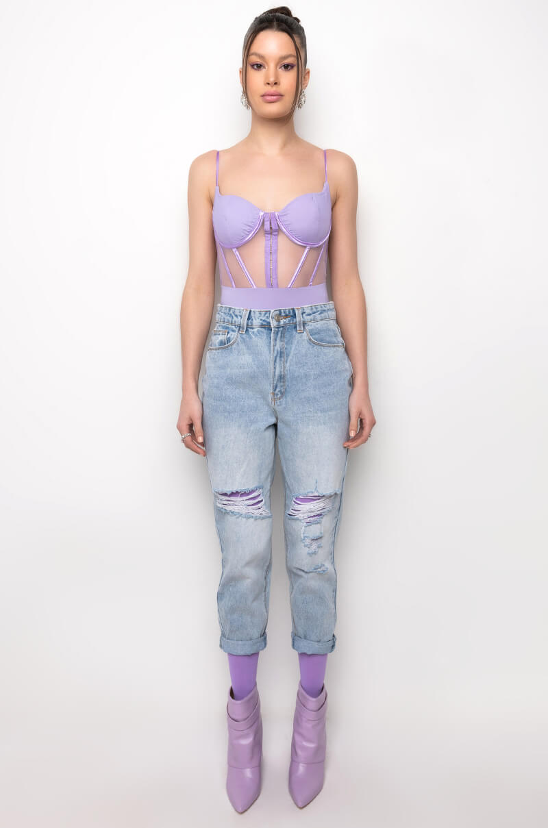 ARRIVEDERCI ACID WASH HIGH RISE DISTRESSED MOM JEANS