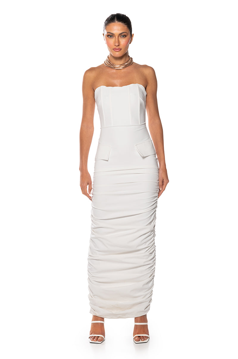 ASH STRAPLESS CARGO MAXI DRESS