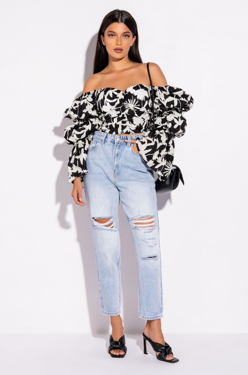 ASTER OFF THE SHOULDER FLORAL BLOUSE
