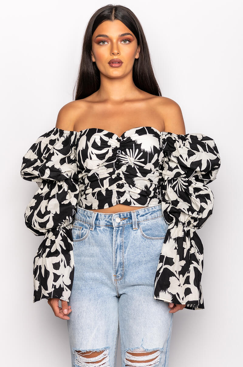 ASTER OFF THE SHOULDER FLORAL BLOUSE