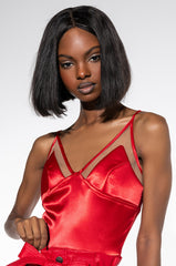 ASTERIA MESH PANEL SATIN BODYSUIT