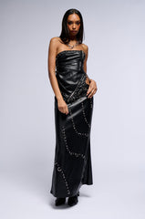 ASTIN PIERCED FAUX LEATHER MAXI SKIRT