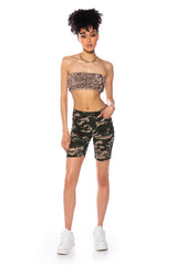 AT ATTENTION SHREDDED CAMO SHORT