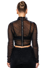 AT THE GALA FLOUNCED TULLE BLOUSE