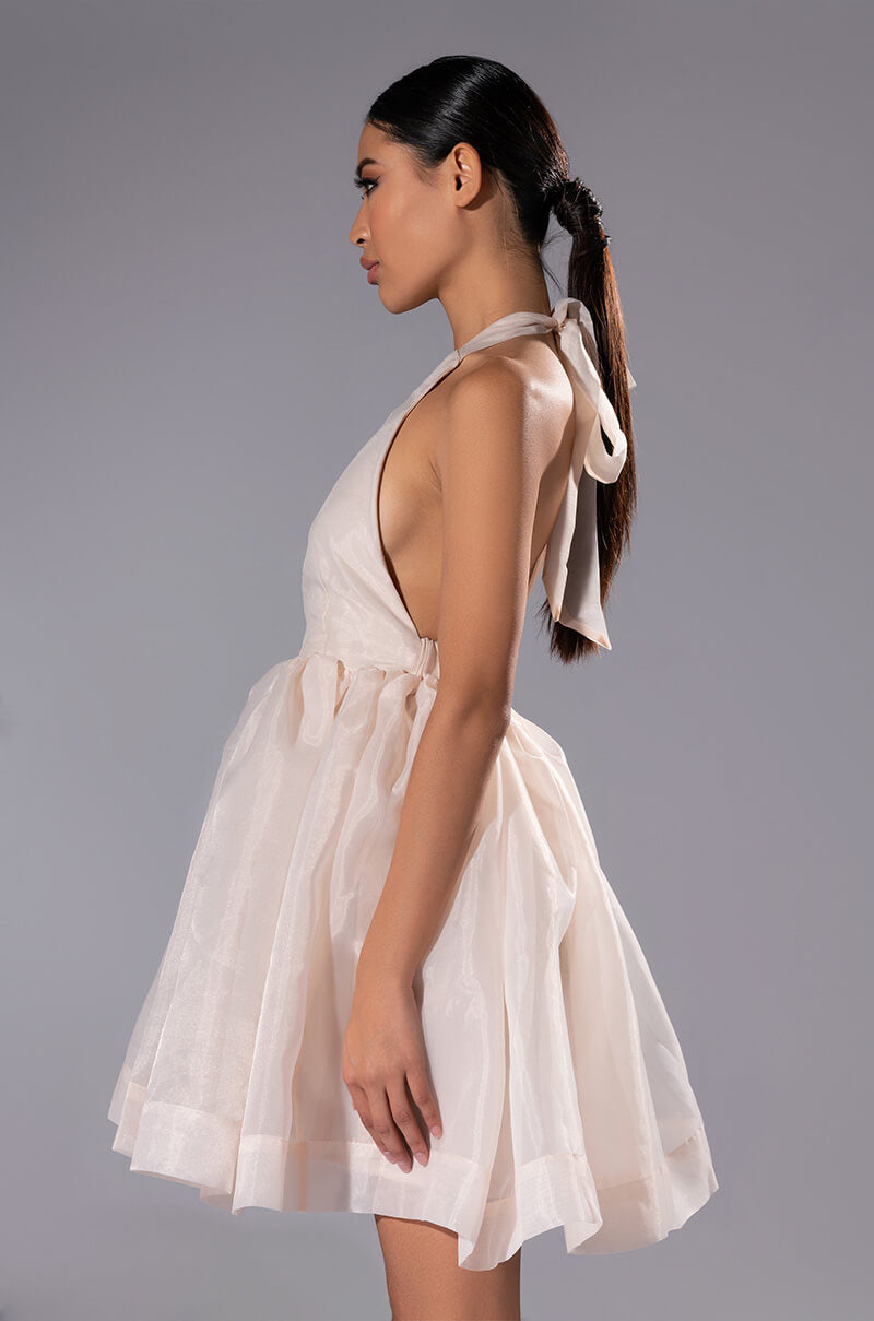 AT THE SHOW HALTER MINI DRESS