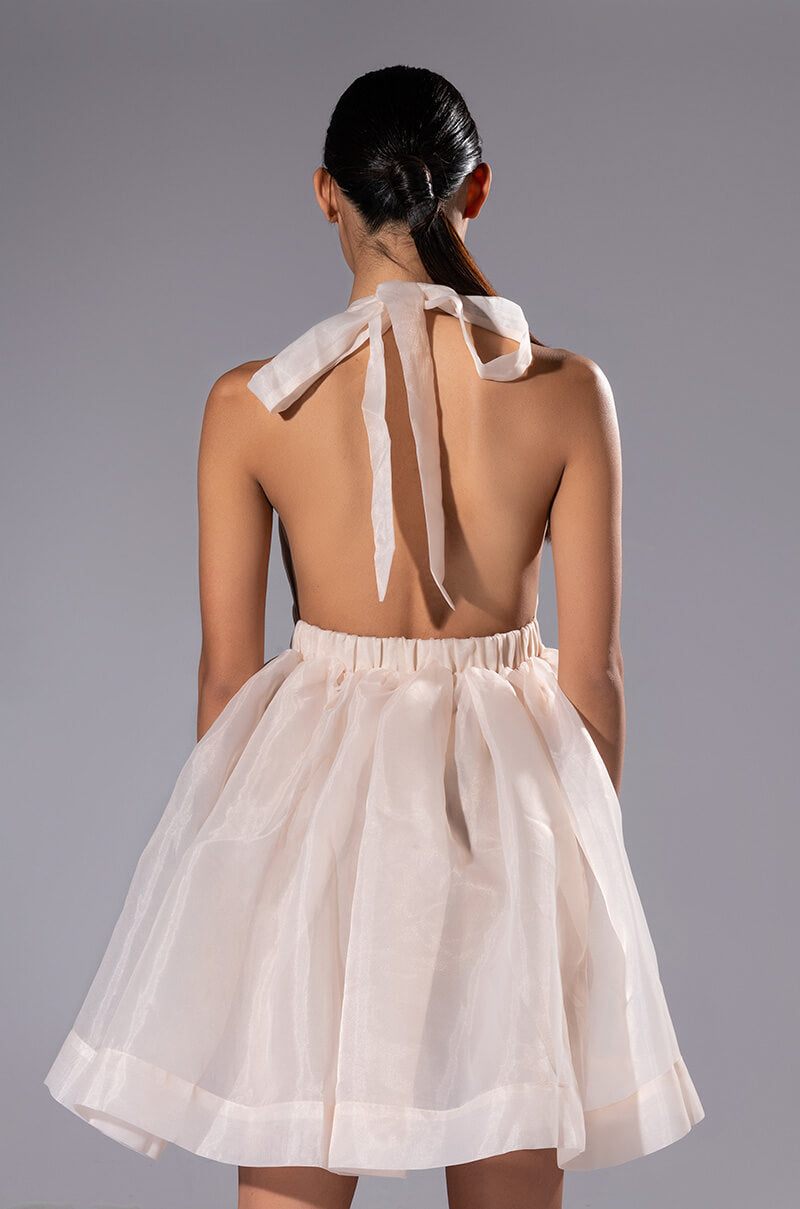 AT THE SHOW HALTER MINI DRESS