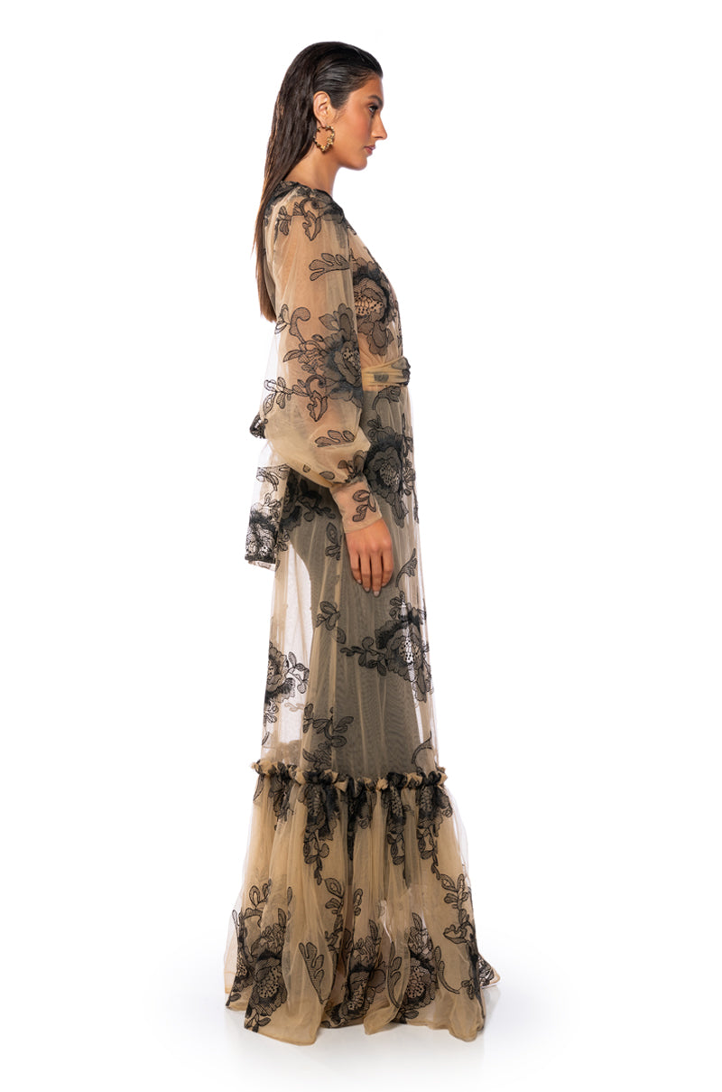 ATHENA CHIFFON DUSTER WITH APPLIQUE