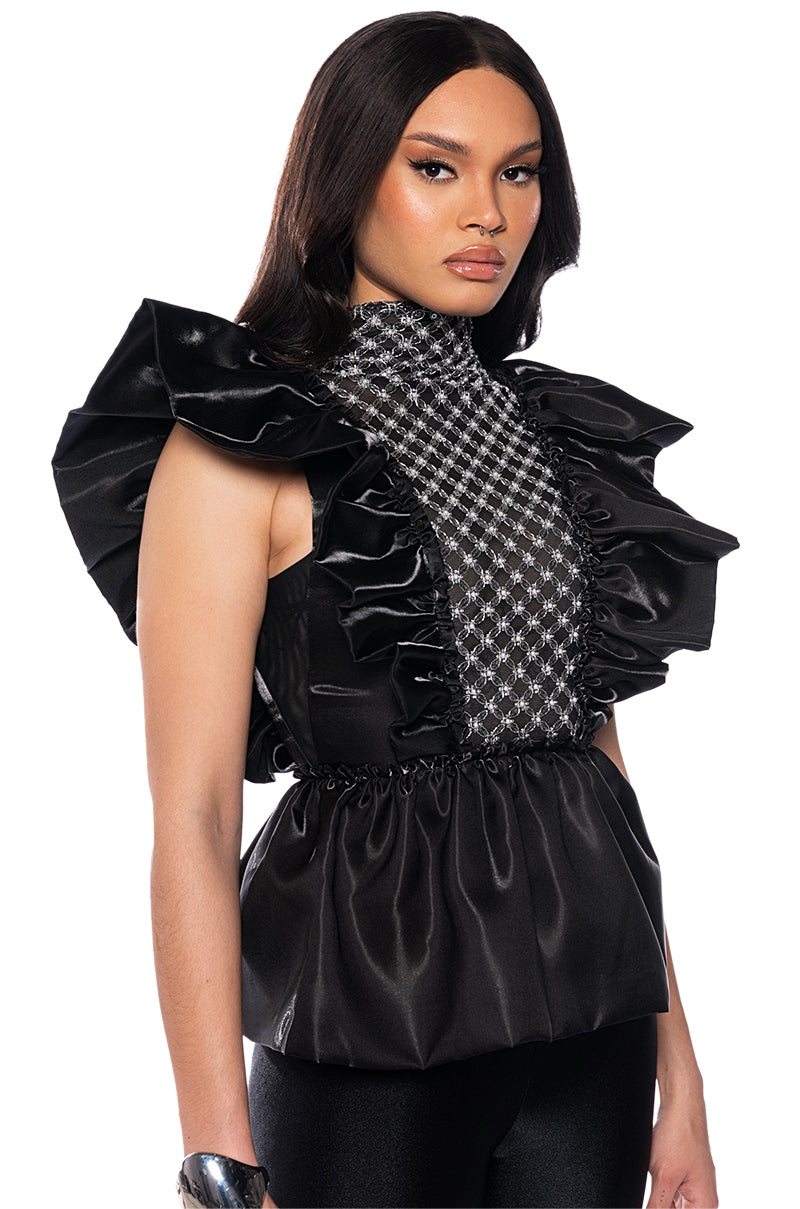 AURORA BEADED CHEST PANEL BLOUSE