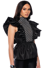 AURORA BEADED CHEST PANEL BLOUSE