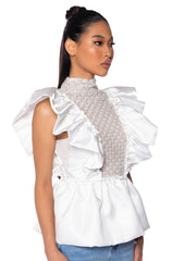 AURORA BEADED CHEST PANEL BLOUSE