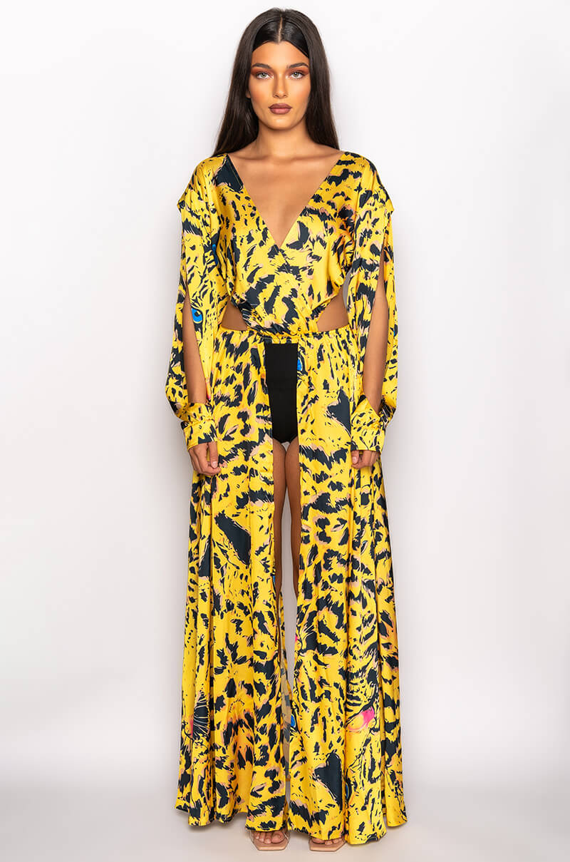 AWARD SEASON CASCADING CUTOUT SATIN BODYSUIT