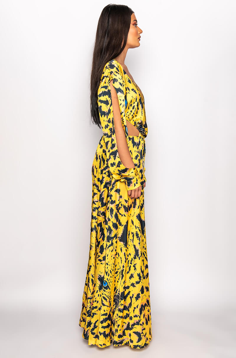 AWARD SEASON CASCADING CUTOUT SATIN BODYSUIT