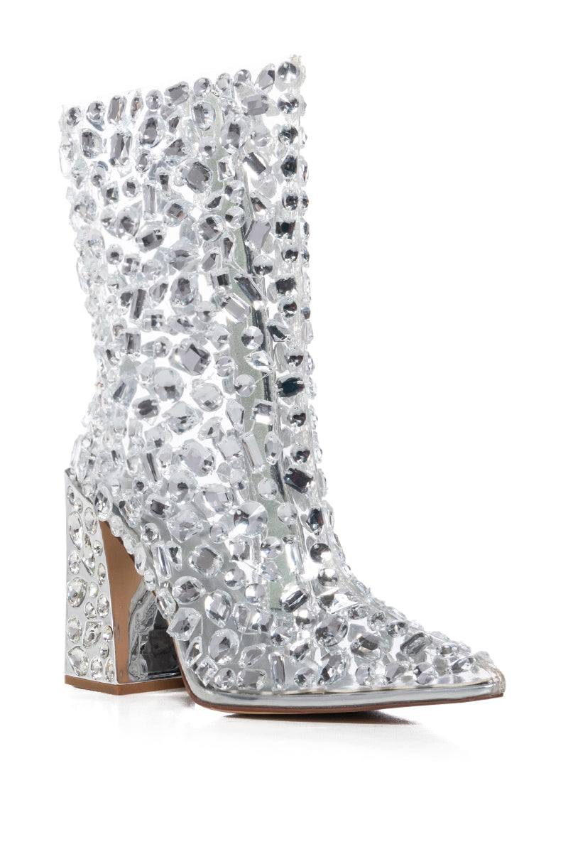 AZALEA WANG AGAVE SILVER DIAMOND BOOTIE
