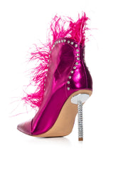 AZALEA WANG ALEJANDRA FUCHSIA FEATHER BOOTIE