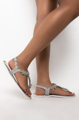 AZALEA WANG ALL YOU EVER NEEDED FLAT SANDAL IN SILVER
