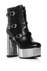 AZALEA WANG AMBREINE BLACK SILVER PLATFORM BOOTIE