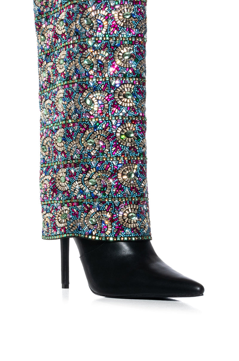 AZALEA WANG AMELIANNA FOLD OVER EMBELLISHED BOOT