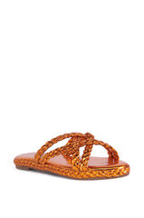 AZALEA WANG AMMON ORANGE METALLIC BRAIDED SANDAL