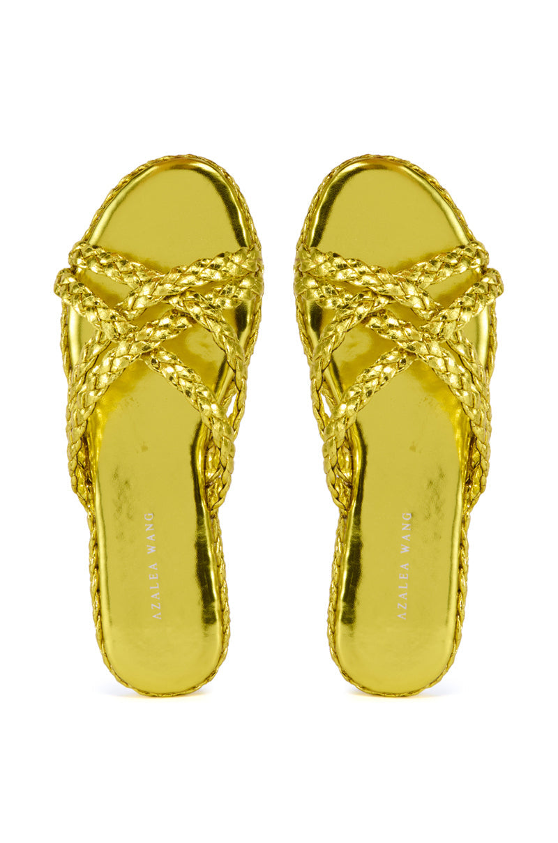 AZALEA WANG AMMON YELLOW METALLIC BRAIDED SANDAL