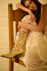 AZALEA WANG APPEASE GOLD EMBELLISHED COWBOY BOOT