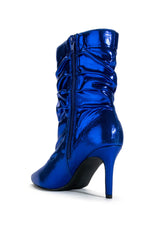 AZALEA WANG ARIELLA SCRUNCH STILETTO BOOTIE IN BLUE