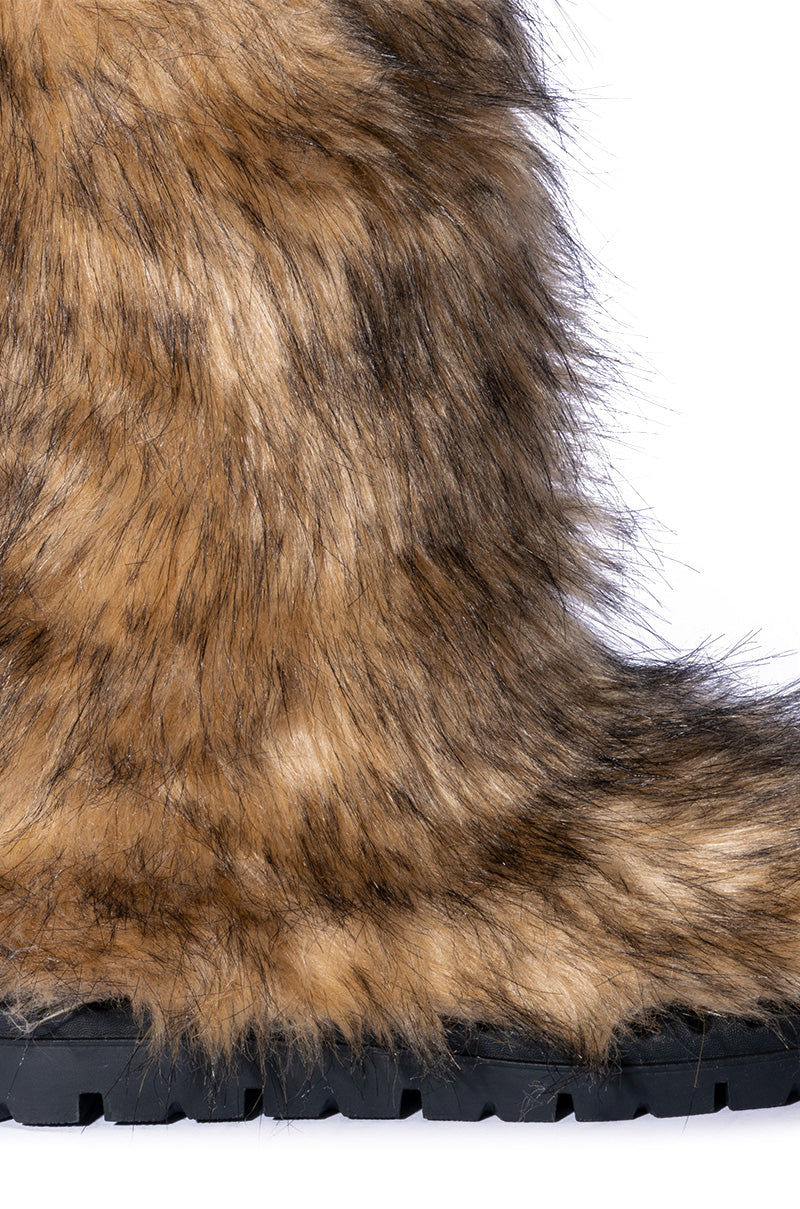 AZALEA WANG ASPEN FURRY BROWN MULTI BOOTIE