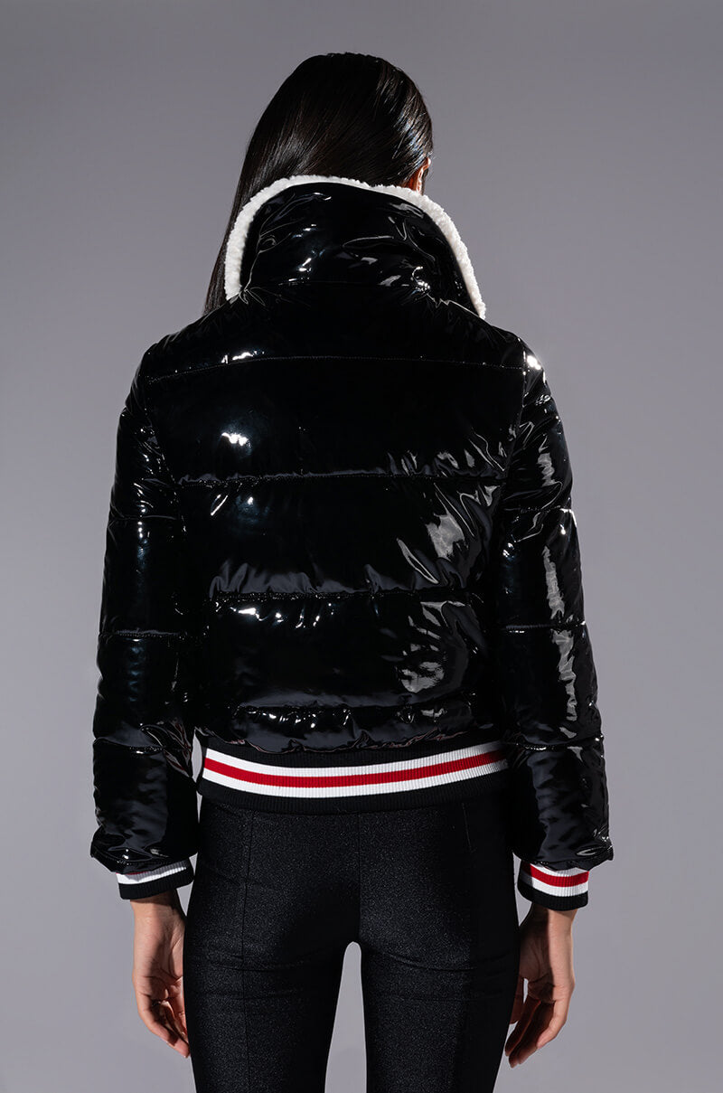 ASPEN SKI TRIP PUFFER WITH VARSITY TRIM