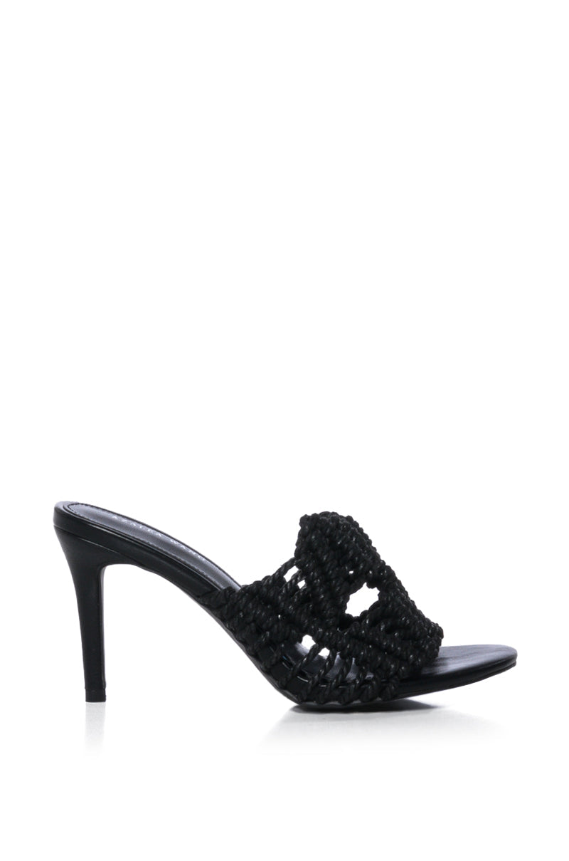 AZALEA WANG ASTER ROPE WOVEN SANDAL IN BLACK