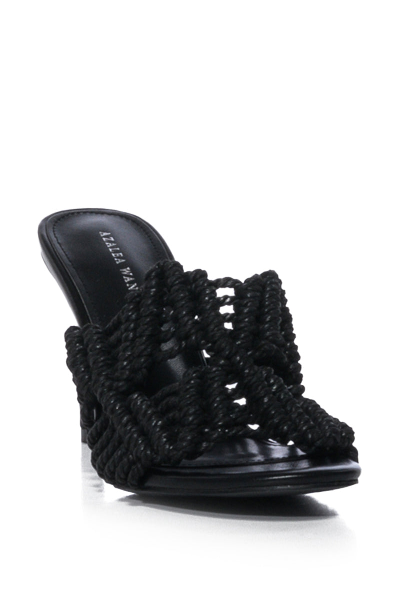 AZALEA WANG ASTER ROPE WOVEN SANDAL IN BLACK