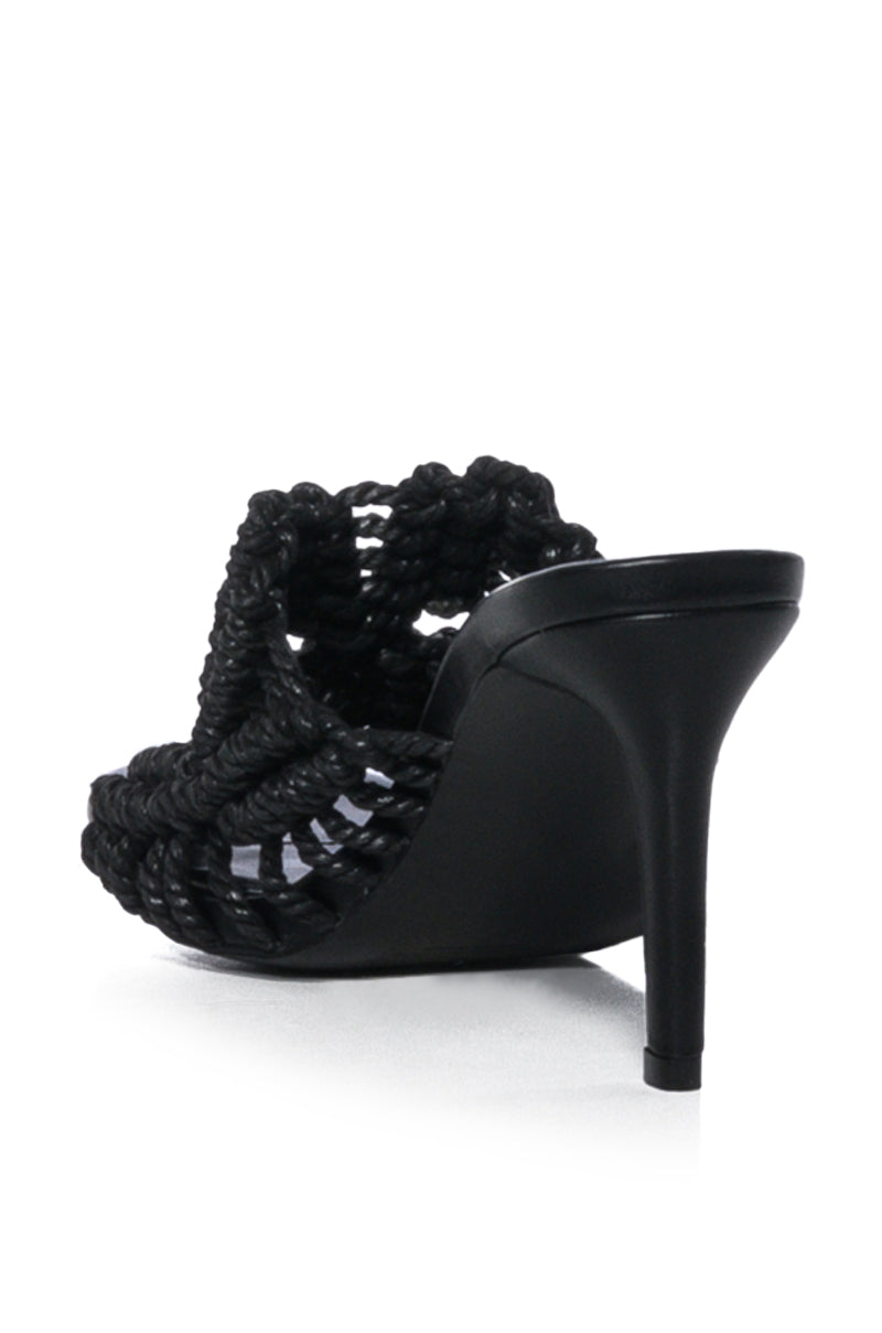 AZALEA WANG ASTER ROPE WOVEN SANDAL IN BLACK