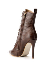 AZALEA WANG ASTORIA LACE UP STILETTO BOOTIE IN BLACKPATENT