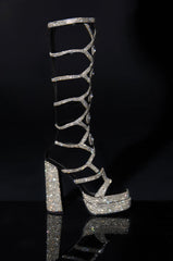 AZALEA WANG BACHELOR BLING STRAPPY SANDAL IN SILVER