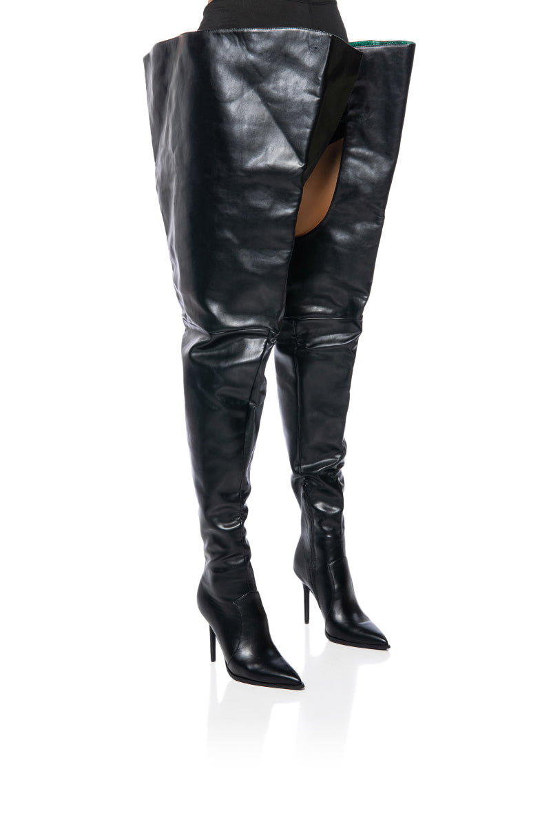 AZALEA WANG BAIZE THIGH HIGH BLACK BOOT