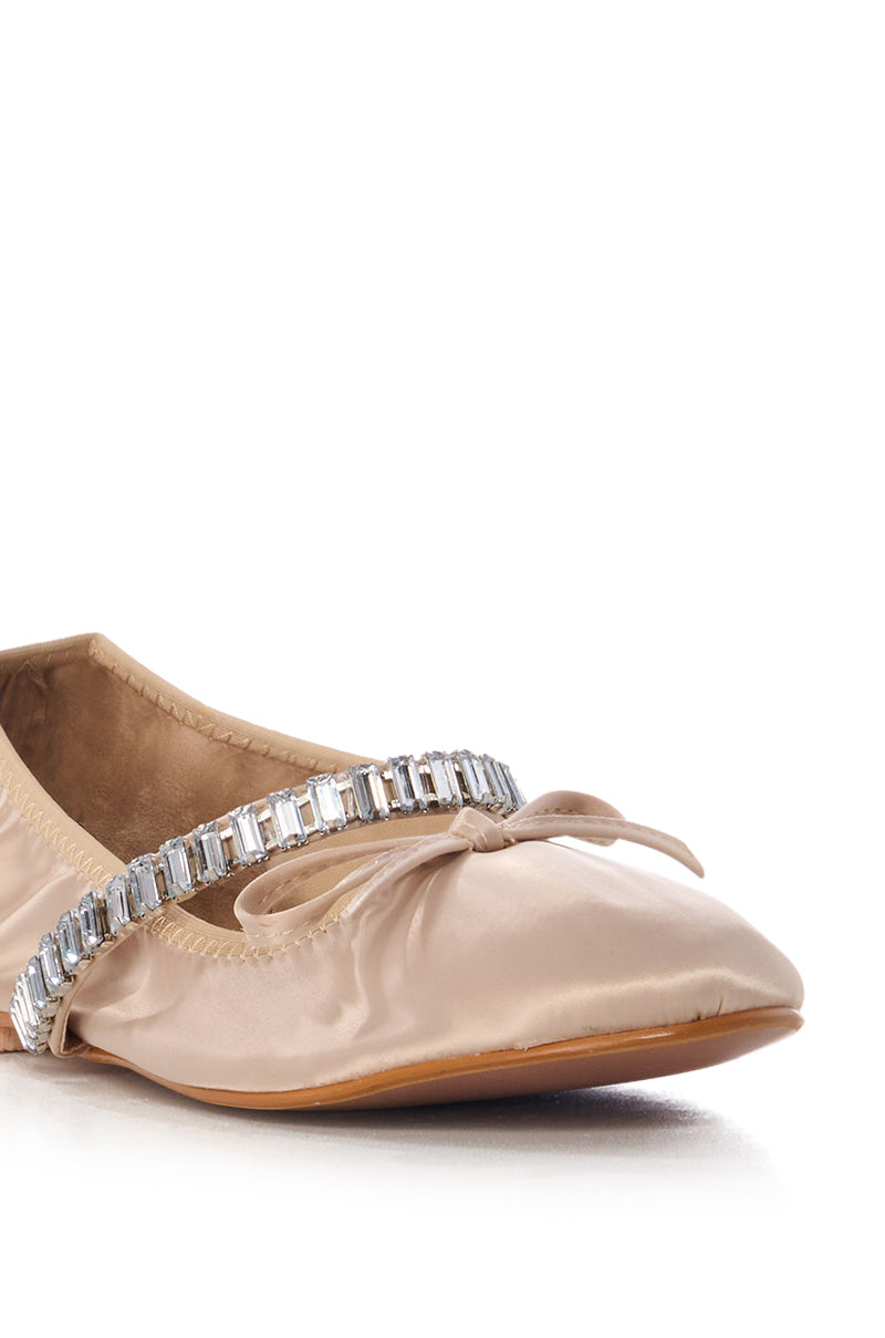 AZALEA WANG BALLET DIAMANTE NUDE FLAT