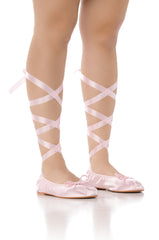 AZALEA WANG BALLET TIE PINK FLAT